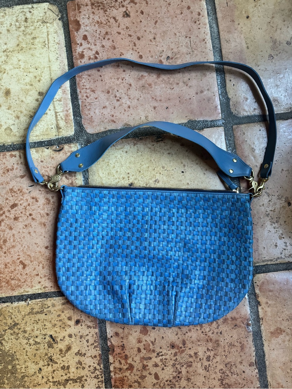 Clare V Moyen Messenger Blue Bag